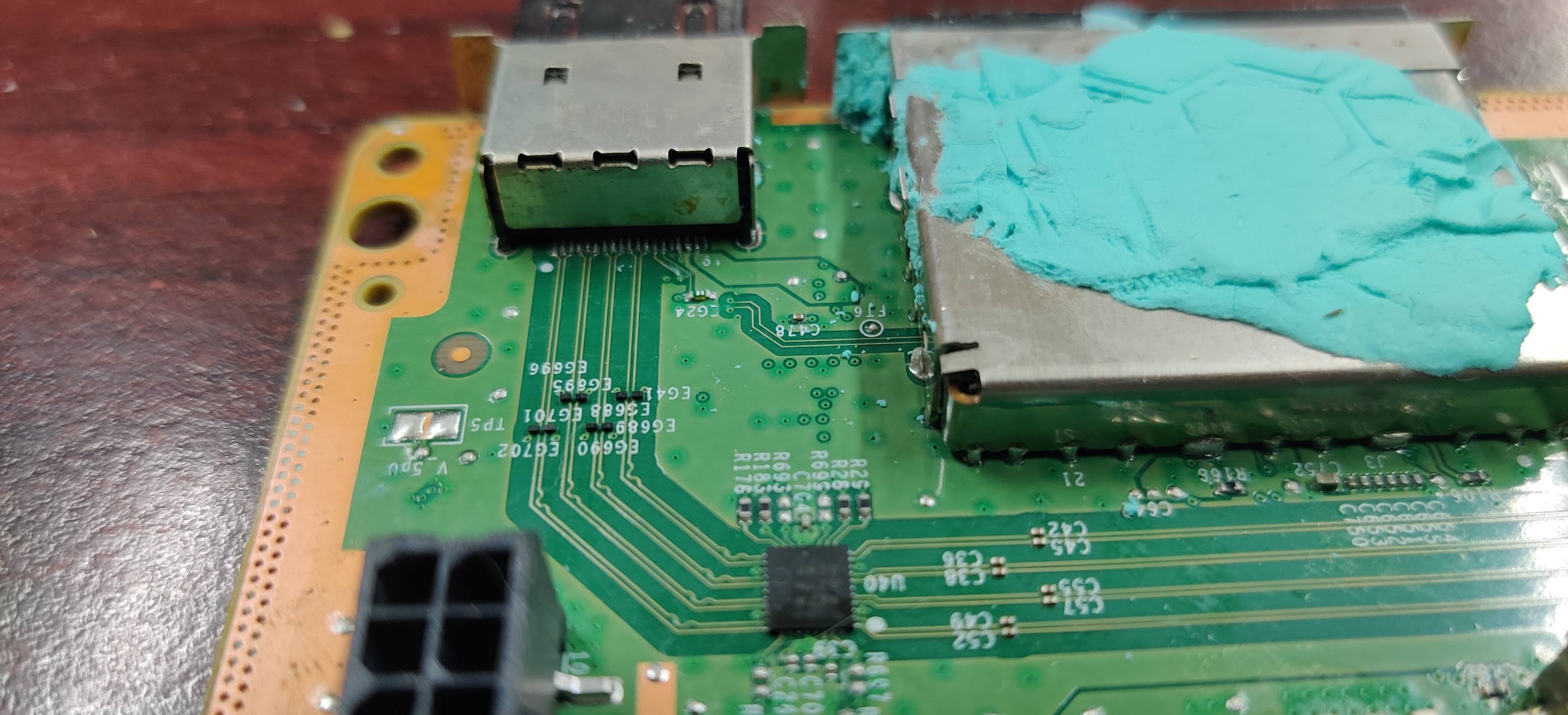 Trace and port connection rebuilt/resoldered Image